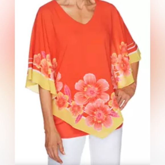 Ruby Rd. Tops - Ruby Rd Blue Floral Butterfly Woven Top NWT MSRP $59